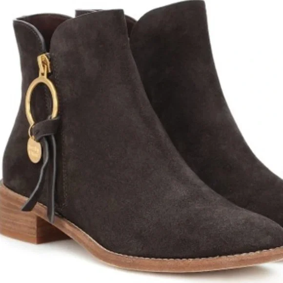 See by Chloe suede Louise ankle booties in Dark Brown size 37 - Picture 1 of 16